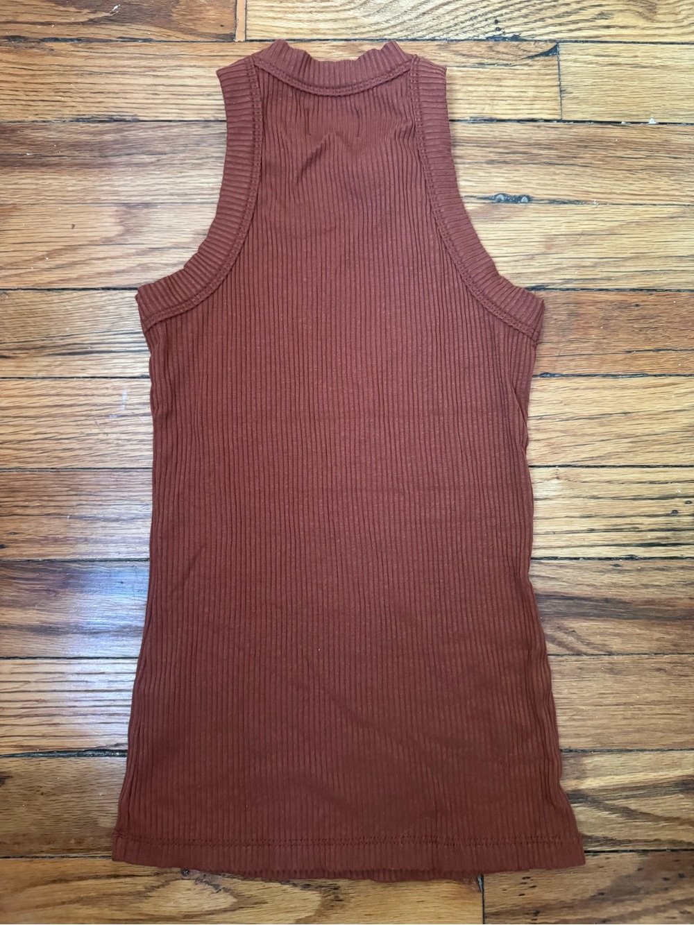 WSLY Sleeveless Ribbed Tank Top in Rust Brown - Picture 3 of 3